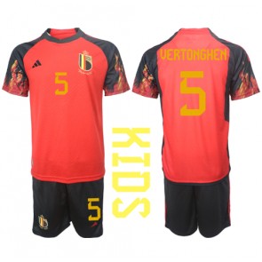 Belgien Jan Vertonghen #5 kläder Barn VM 2022 Hemmatröja Kortärmad (+ korta byxor)